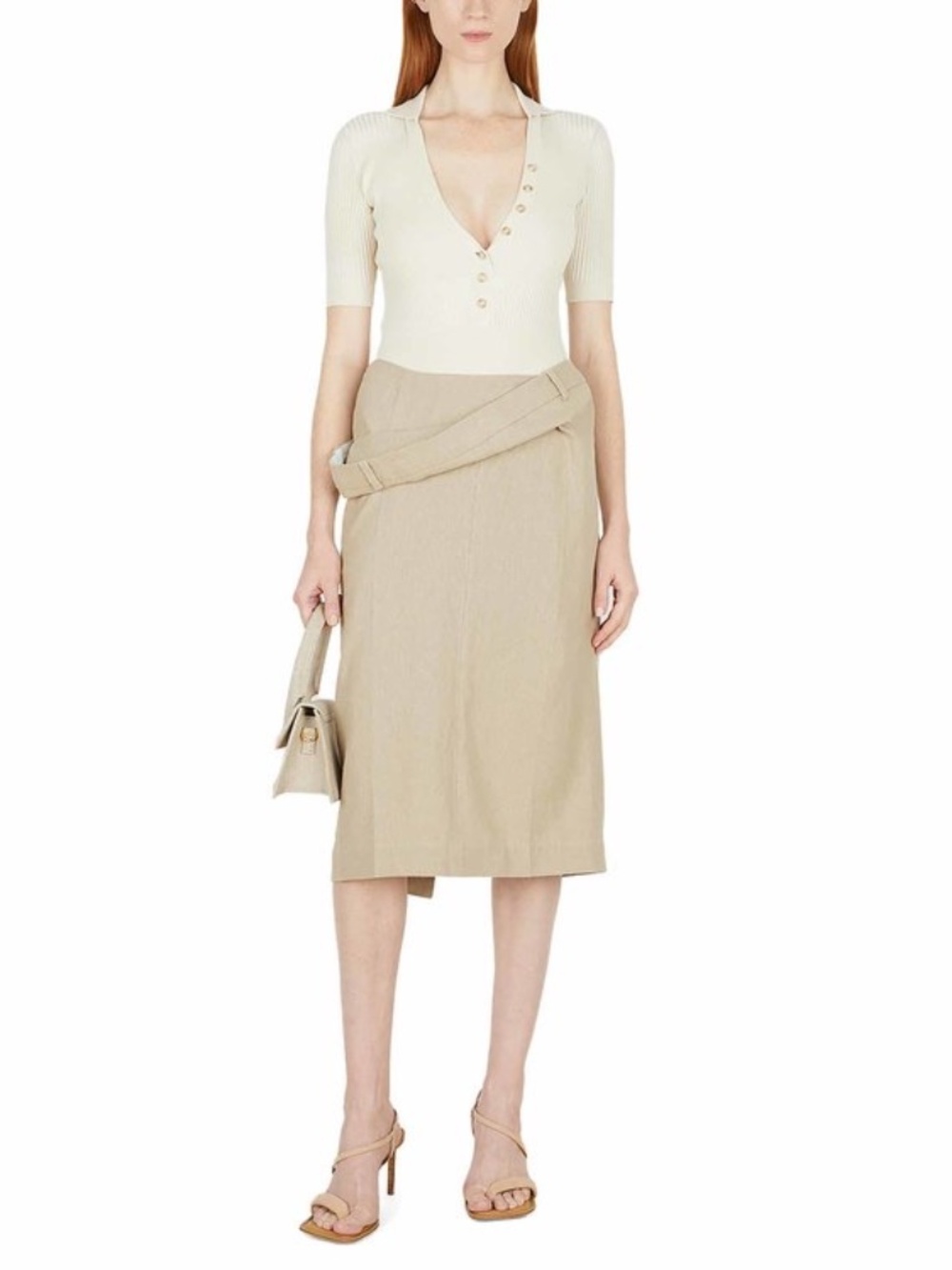 Jacquemus la Jupe Vela skirt in Beige Linen Blend size 36 women's Y2K